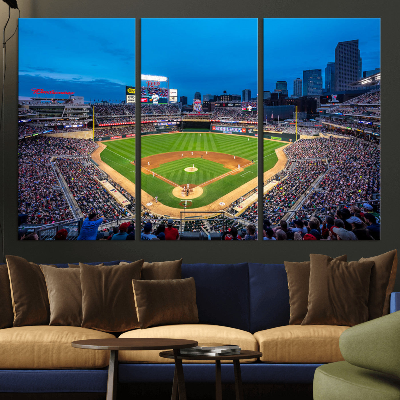 77273035-MGV-CV-36X24-Baseball Stadium Wall Art – Panoramic Evening Game Canvas Print, Sports Fan Decor for Man Cave, Office, Bar, or Living Room