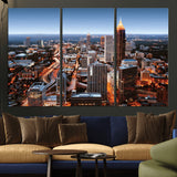 25096967-MGV-CV-36X24-Atlanta Skyline Wall Art – Vibrant Cityscape Canvas Print, Modern Night Lights Urban Decor for Office, Living Room, or Apartment