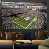 98106777-MGV-CV-36X24-Soldier Field Wall Art – Chicago Bears Stadium Canvas Print with American Flag, Game Day Football Decor for Man Cave, Bar, or