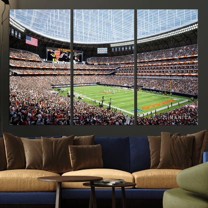 32530647-MGV-CV-36X24-Chicago Bears Stadium Wall Art – Futuristic Dome Arena Canvas Print, Modern Football Concept Design Decor for Man Cave, Bar, or