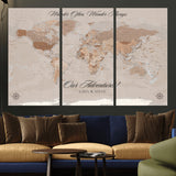 95243244-MGV-CV-36X24-Wander Often Wonder Always World Map Wall Art – Neutral Beige Adventure Canvas Print, Rustic Boho Travel Decor for Bedroom, Living