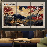 66892669-MGV-CV-36X24-Yayoi Kusama Japanese Inspired Canvas Print – Mt. Fuji & Floral Scene Wall Art, Framed Asian Style Canvas for Home, Office or
