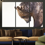 14405507-MGV-CV-36X24-Bear Wall Art – Wildlife Canvas Print with Rustic Animal Portrait and Minimalist Background, Nature Inspired Photography for