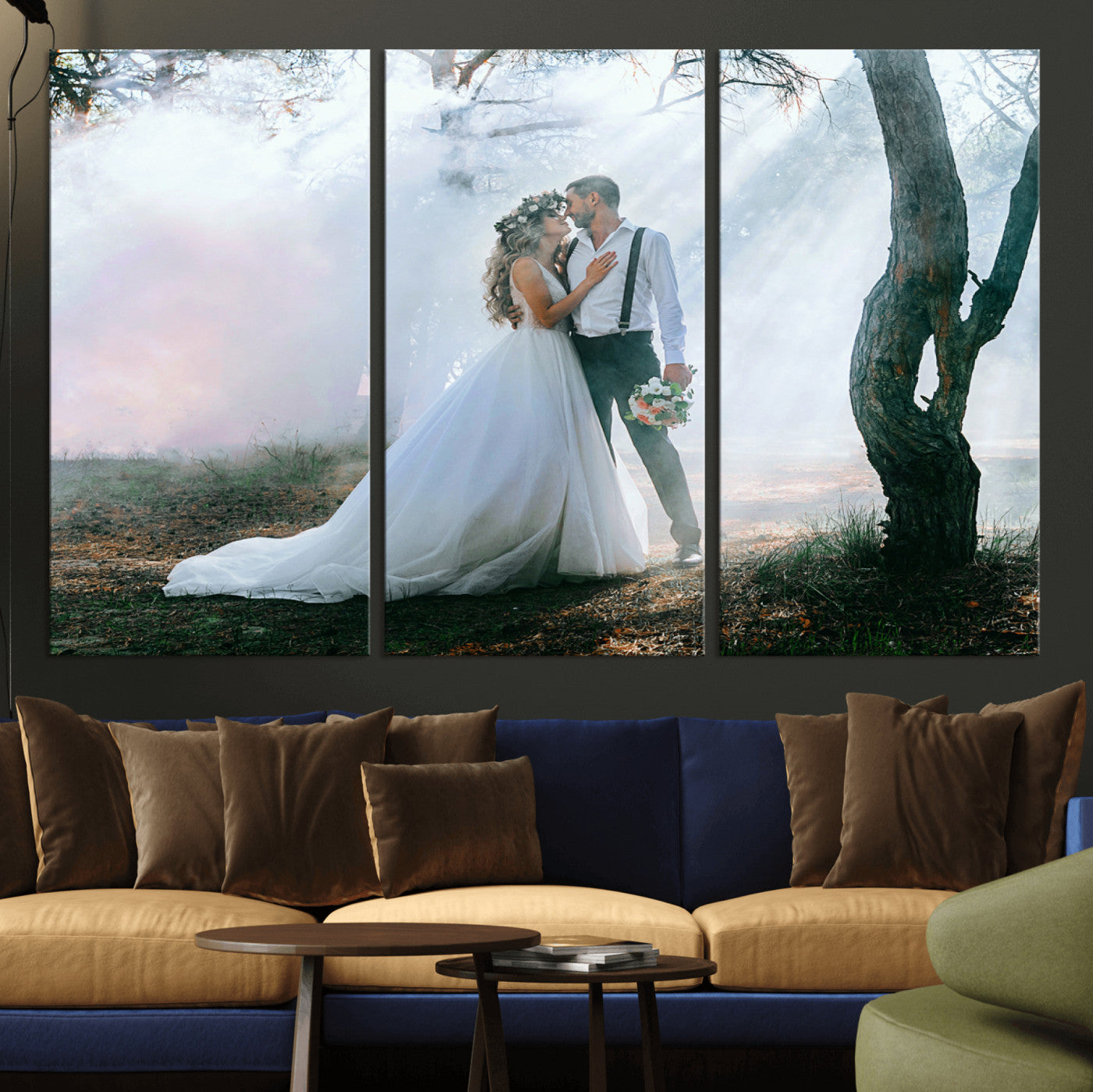 CSTM913-MGV-CV-36X24-Framed Wedding Canvas Print - Custom Wall Art Keepsake for Couples, Elegant Home Decoration Gift, Create Your Own Photo Canvas