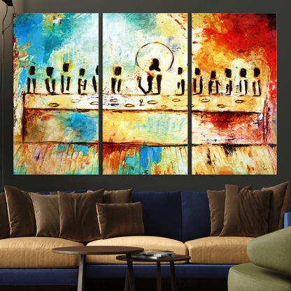 YKE34632598CR-MGV-CV-36X24-Abstract Last Supper with Apostles Wall Art Canvas Print