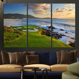 67486665-MGV-CV-36X24-Golf Course Wall Art – Pebble Beach Oceanfront Canvas Print, Coastal Fairway Photography Sports Decor for Living Room, Office, Man