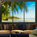 65056721-MGV-CV-36X24-Tropical Beach Wall Art – Palm Tree Coastal Photography Print, Relaxing Ocean Paradise Landscape, Island Seascape Home or Office