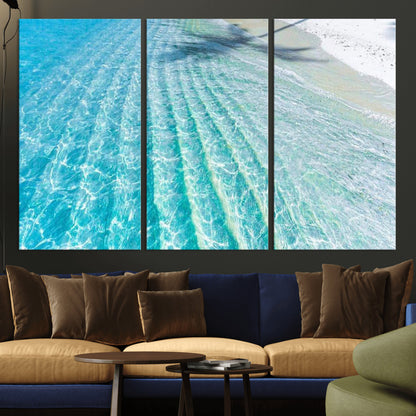17528159-MGV-CV-36X24-Tropical Ocean Wall Art – Turquoise Water Canvas Print, Crystal Clear Beach Waves Photography Coastal Decor for Living Room,