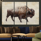 54810031-MGV-CV-36X24-Western Wall Art – Snow Covered Bison Canvas Print, Rustic Wildlife Photography Decor for Bedroom, Living Room, Office, Lodge,