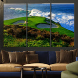 13644055-MGV-CV-36X24-Golf Wall Art – Oceanfront Green Canvas Print, Scenic Coastal Course Photography Decor for Bedroom, Living Room, Office, Sports