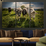 67277447-MGV-CV-36X24-Farmhouse Wall Art – Herd of Cows Canvas Print, Rustic Country Pasture Photography Decor for Bedroom, Living Room, Office, Ranch,