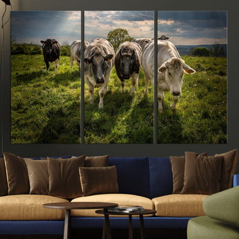 67277447-MGV-CV-36X24-Farmhouse Wall Art – Herd of Cows Canvas Print, Rustic Country Pasture Photography Decor for Bedroom, Living Room, Office, Ranch,