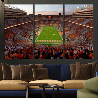 37160229-MGV-CV-36X24-Tennessee Volunteers Wall Art – Neyland Stadium Sunset Checkerboard Game Canvas Print, Vols Football Panorama Sports Decor