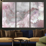 16416-MGV-CV-36X24-Blush Marble Wall Art Canvas Print, Framed Rose Gold Art Picture Print, Pink Cloudy Perfect Modern Glam Decor Artwork