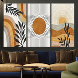 32359-MGV-CV-36X24-Modern Sun Wall Art Canvas Print, Framed Retro Horizon Art Picture Print, Sunburst Design Perfect Mid Century Boho Decor Artwork