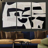 33714-MGV-CV-36X24-Monochrome Design Wall Art Canvas Print, Framed Modern Linework Art Picture Print, Textured Shapes Perfect Monochrome Modern Decor