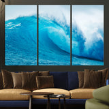 15566-MGV-CV-36X24-Ocean Wave Wall Art Canvas Print, Framed Curling Wave Art Picture Print, Vibrant Surf Wave Perfect Coastal Surf Decor Artwork