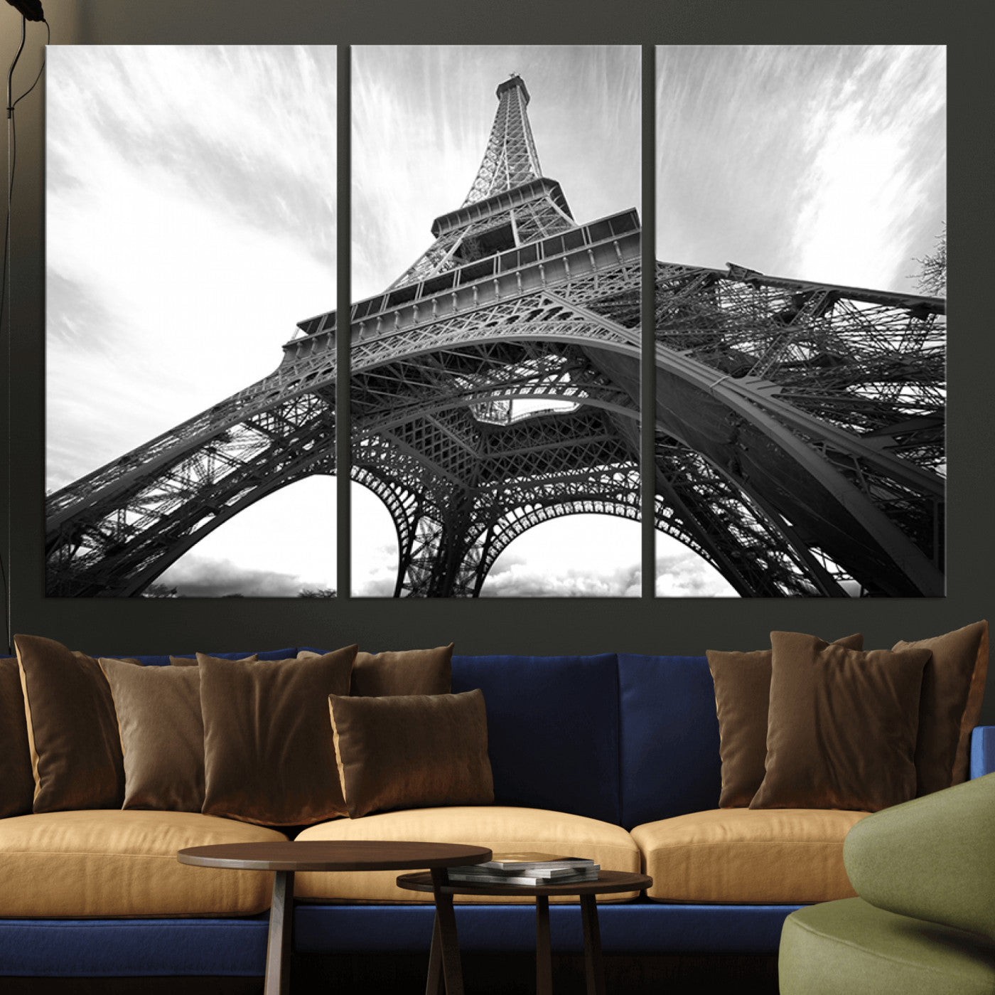 40006-MGV-CV-36X24-Eiffel Tower Wall Art – Black and White Architectural Photo Print, Paris Inspired Decor for Bedroom, Office, Studio or Modern