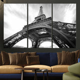 40006-MGV-CV-36X24-Eiffel Tower Wall Art – Black and White Architectural Photo Print, Paris Inspired Decor for Bedroom, Office, Studio or Modern