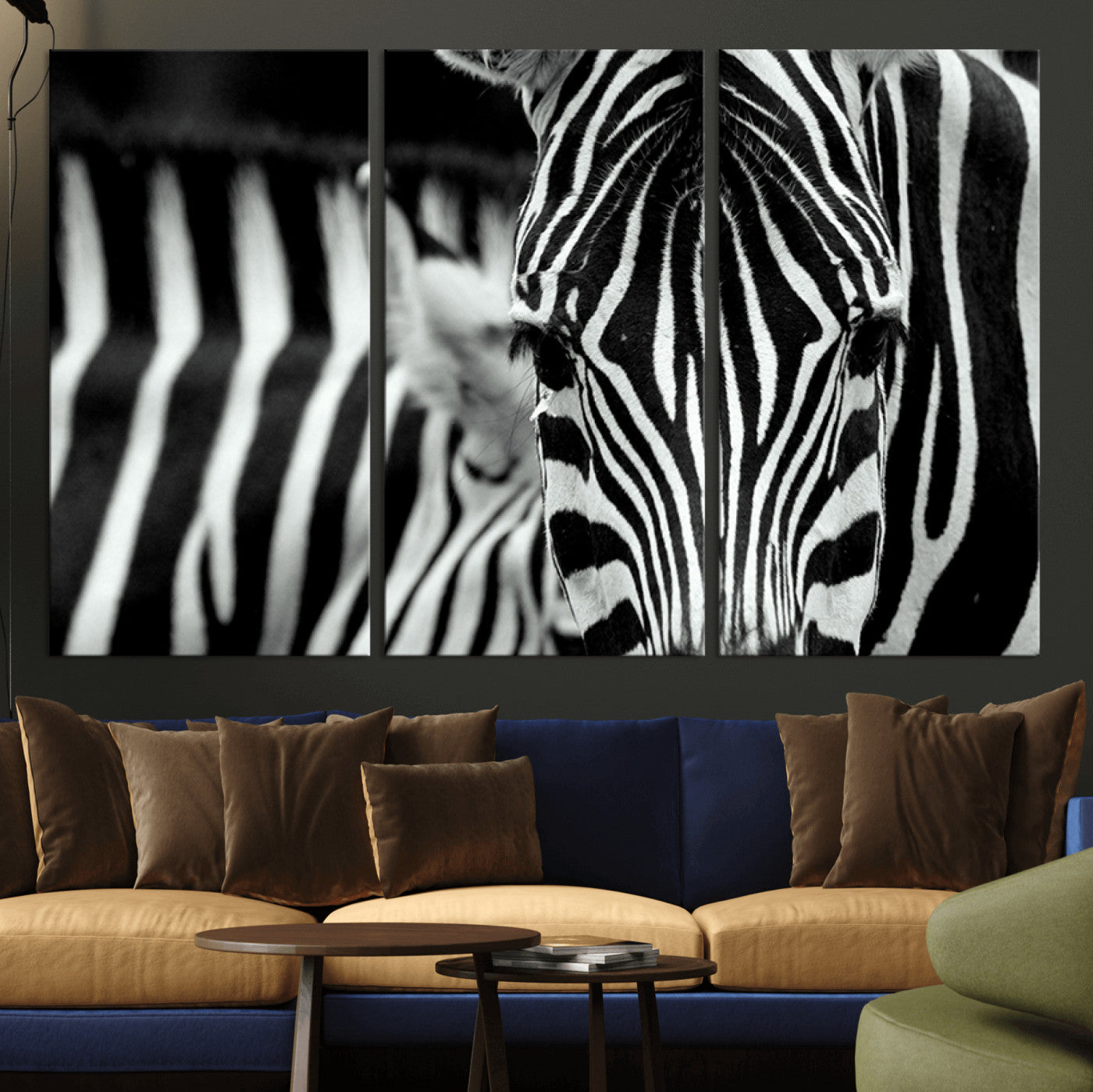 43631-MGV-CV-36X24-Zebra Wall Art – Black & White Safari Wildlife Canvas Print, Modern Animal Photography Decor for Living Room, Office, or Bedroom
