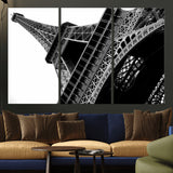 89033-MGV-CV-36X24-Eiffel Tower Wall Art – Dramatic Black and White Architectural Canvas Print, Modern Paris Decor for Office, Living Room or