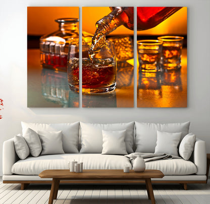 18250-MGV-CV-36X24-Whiskey Pour Wall Art – Captivating Whiskey Splash Canvas Print, Elegant Bar or Home Lounge Decor for Office, Man Cave or Living