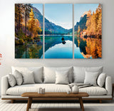 32962-MGV-CV-36X24-Mountain Lake Wall Art – Tranquil Autumn Landscape Canvas Print, Nature Reflection Decor for Living Room, Bedroom, Office or Cabin