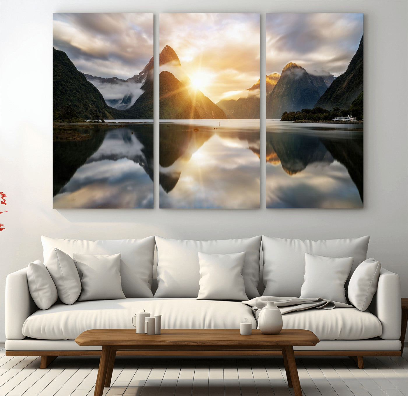 78842-MGV-CV-36X24-Sunrise Mountain Reflection Wall Art – Stunning Nature Landscape Canvas Print for Home, Office, Living Room or Relaxing Space