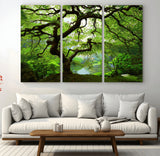 18094-MGV-CV-36X24-Emerald Canopy Wall Art – Panoramic Lush Green Tree Canvas Print, Serene Nature Decor for Office, Living Room or Meditation Space