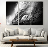 22702-MGV-CV-36X24-Black and White Ocean Wave Wall Art – Powerful Surf Curl Photography Canvas Print, Modern Coastal Decor for Living Room, Office or
