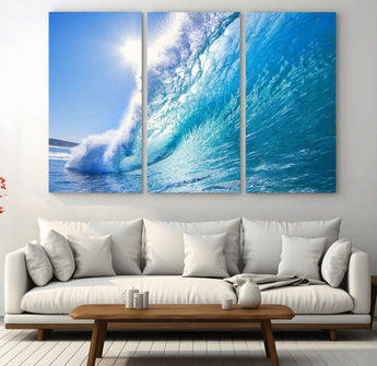 37494-MGV-CV-36X24-Ocean Wave Canvas Art – Stunning Blue Wave Photography, Coastal Wall Decor for Living Room, Bedroom or Office