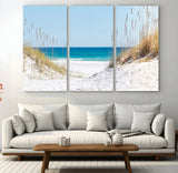 58498-MGV-CV-36X24-White Sandy Beach Wall Art – Panoramic Coastal Canvas Print, Ocean View Decor for Living Room, Bedroom, Office, Relaxing Seaside