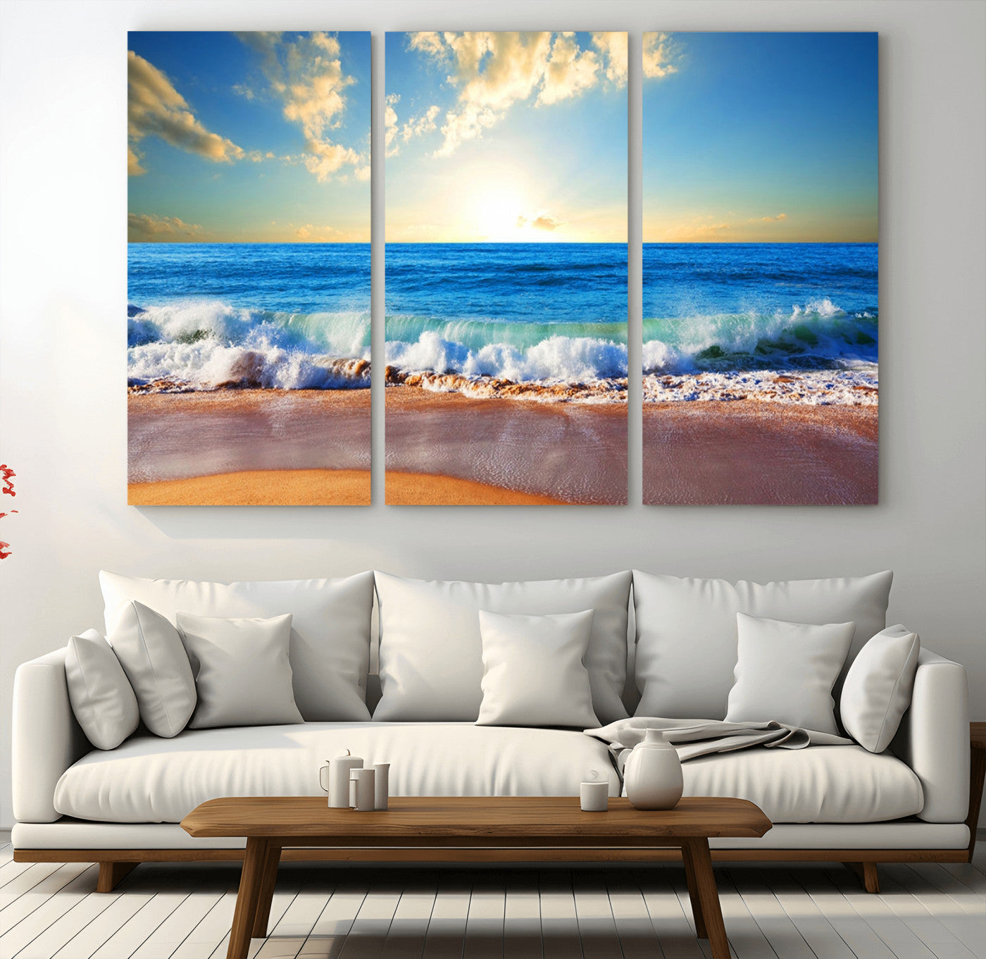 50522-MGV-CV-36X24-Ocean Sunrise Wall Art – Peaceful Beach Waves and Golden Horizon Canvas Print, Coastal Seascape Decor for Home or Office