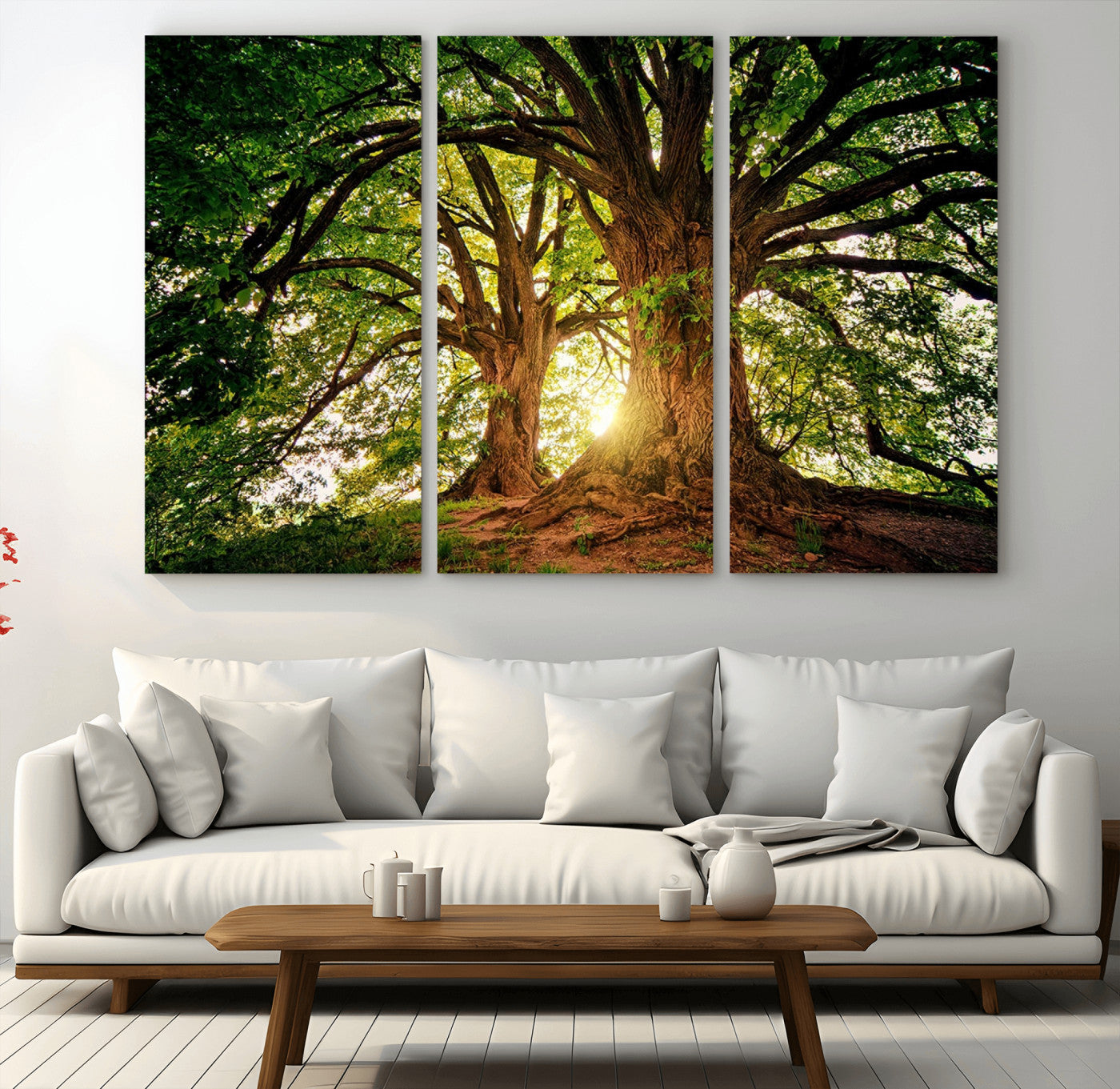 52150-MGV-CV-36X24-Majestic Tree Wall Art – Large Nature Canvas Print with Sunlight Through Branches, Rustic Forest Decor for Living Room, Bedroom or