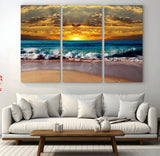83389-MGV-CV-36X24-Ocean Sunrise Wall Art – Vibrant Beach Waves Canvas Print, Coastal Seascape Decor for Living Room or Office
