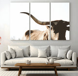35866-MGV-CV-36X24-Texas Longhorn Wall Art – Rustic Western Bull Canvas Print, Farmhouse Animal Photography Decor for Living Room, Office, or Ranch