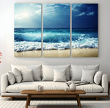 84116-MGV-CV-36X24-Ocean Wave Wall Art – Blue Sea and Beach Canvas Print, Coastal Seascape Photography Artwork for Living Room, Bedroom, or Office