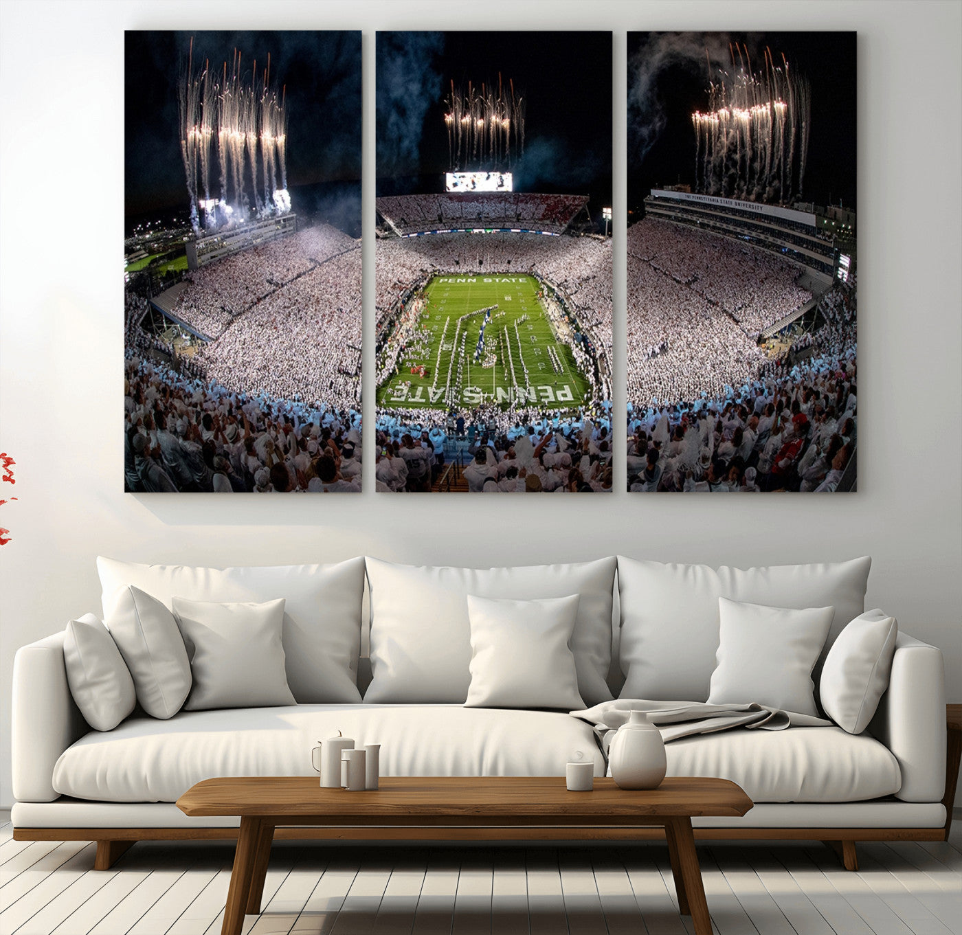 11391-MGV-CV-36X24-Penn State Stadium Wall Art – Panoramic White Out Football Game Canvas Print, College Sports Decor for Office, Man Cave, or Living