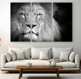94453-MGV-CV-36X24-Lion Portrait Wall Art – Black and White King of the Jungle Canvas Print, Safari Wildlife Decor for Office, Bedroom, or Living