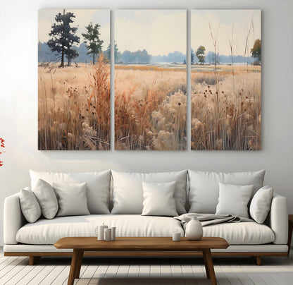 98822-MGV-CV-36X24-Autumn Meadow Wall Art – Tranquil Grassland Landscape Canvas Print, Rustic Country Decor for Living Room, Bedroom or Farmhouse