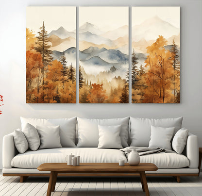 72950-MGV-CV-36X24-Autumn Mountain Forest Wall Art – Golden Fall Landscape Canvas Print, Nature-Inspired Home Decor for Living Room, Bedroom or