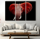 14788-MGV-CV-36X24-Red Elephant Wall Art – Bold Wildlife Canvas Print, African Safari Animal Decor for Living Room, Bedroom or Office