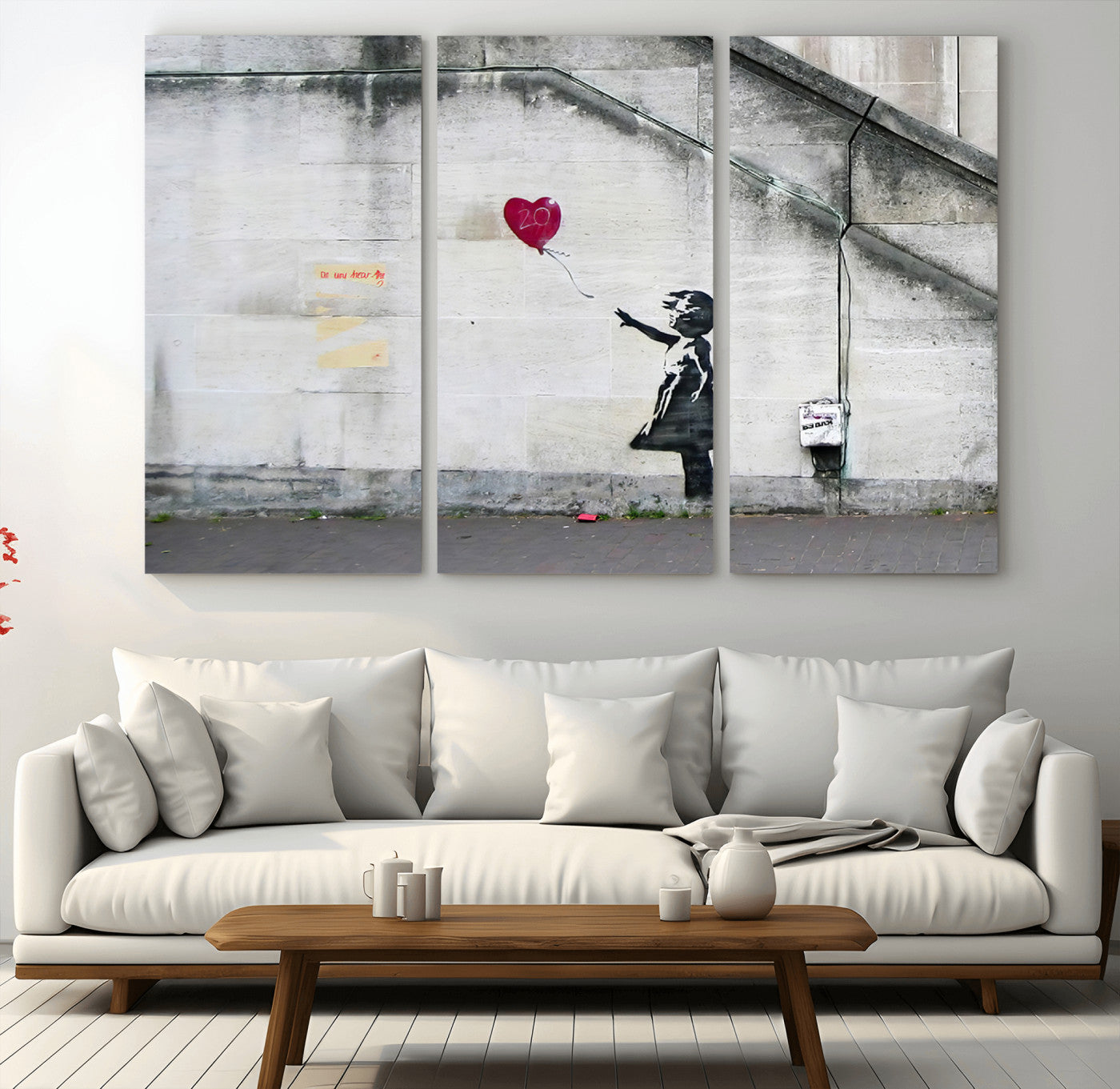 50559-MGV-CV-36X24-Banksy Girl with Balloon Wall Art – Famous Street Graffiti Canvas Print, Modern Urban Artwork for Living Room, Bedroom or Office