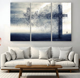 55718-MGV-CV-36X24-Surreal Cross Wall Art – Spiritual Faith Canvas Print, Abstract Christian Artwork with Modern Religious Symbol for Living Room,