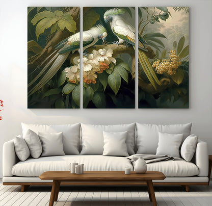 84047-MGV-CV-36X24-Tropical Birds Wall Art – Elegant Botanical Canvas Print, Exotic Nature Decor for Living Room, Bedroom or Office