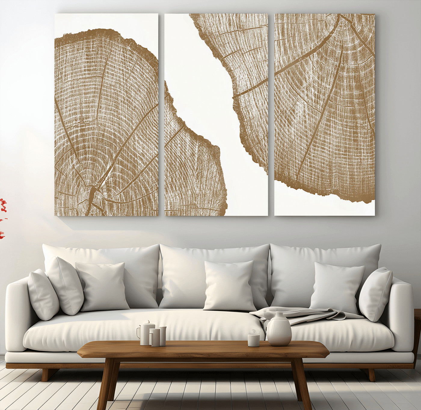 99692-MGV-CV-36X24-Tree Ring Linocut Wall Art Canvas Print, Framed Wood Cut Art Picture Print, Tree Rings Perfect Minimalist Rustic Decor Artwork