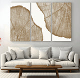 99692-MGV-CV-36X24-Tree Ring Linocut Wall Art Canvas Print, Framed Wood Cut Art Picture Print, Tree Rings Perfect Minimalist Rustic Decor Artwork