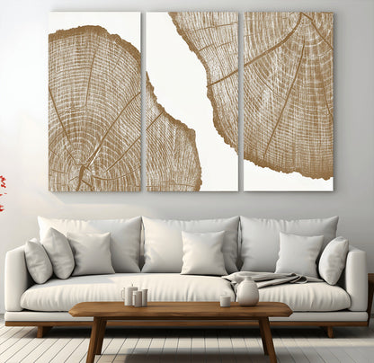 99692-MGV-CV-36X24-Tree Ring Linocut Wall Art Canvas Print, Framed Wood Cut Art Picture Print, Tree Rings Perfect Minimalist Rustic Decor Artwork
