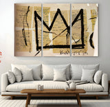 37215-MGV-CV-36X24-Abstract Crown Wall Art – Urban Graffiti Style Canvas Print Modern Street Art Design, Bold Contemporary Decor for Living Room,