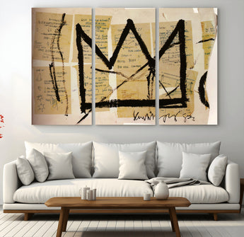 37215-MGV-CV-36X24-Abstract Crown Wall Art – Urban Graffiti Style Canvas Print Modern Street Art Design, Bold Contemporary Decor for Living Room,